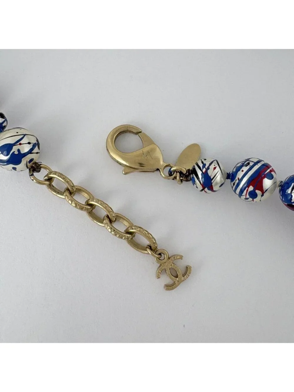 Chanel Necklace CC Logo Long Paint Faux Pearl Gold